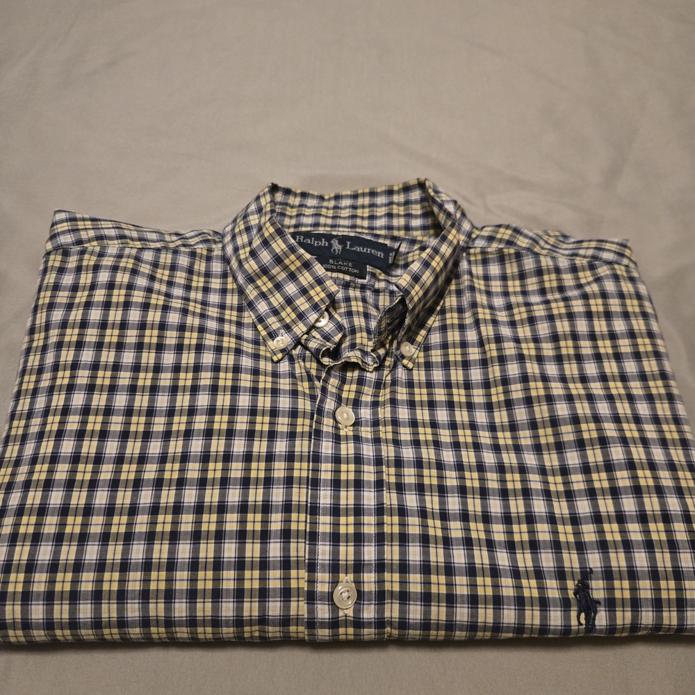 Ralph Lauren Men’s Yellow & Navy Plaid Button-Down Shirt